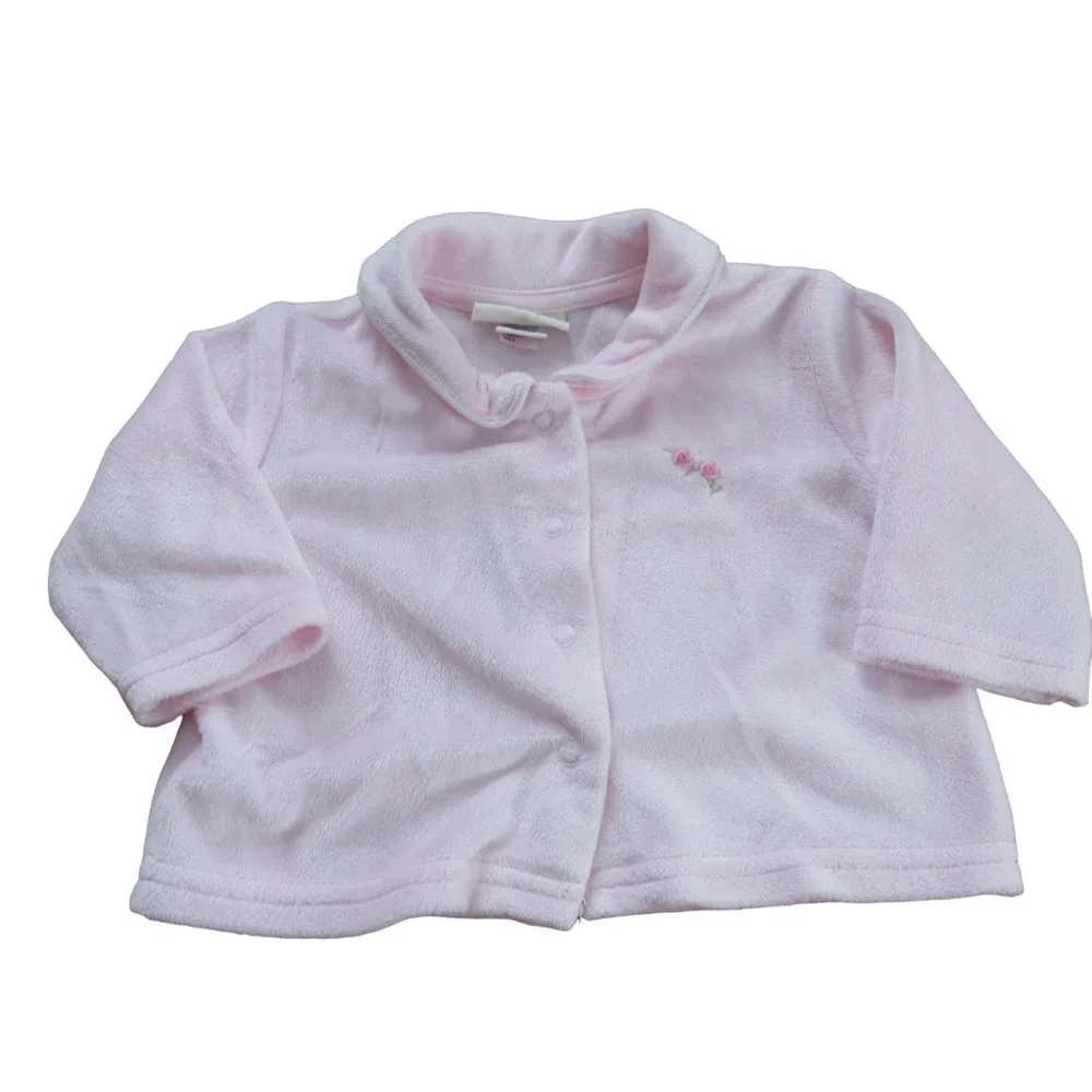 Kyle & Deena Snap Front Layette Pajama Shirt Girls‎ 0-3M Pink Long Sleeve Collar